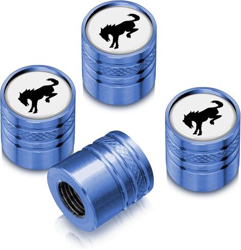 iPick Image for Ford Bronco in Black on Blue Cylinder Style Aluminum Tire Valve Stem Caps - Official Licensed in Kuwait