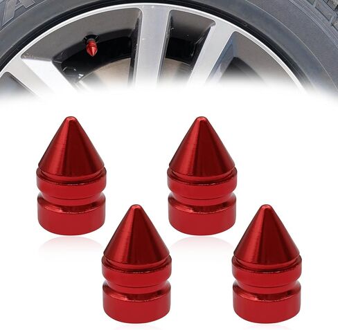 4 Pieces Premium Aluminum Alloy Tire Valve Caps Universal High Gloss Dust Proof Metal Tire Stem Covers for Car Truck SUV Motorcycle(Red) in Saudi Arabia