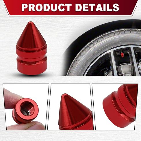 4 Pieces Premium Aluminum Alloy Tire Valve Caps Universal High Gloss Dust Proof Metal Tire Stem Covers for Car Truck SUV Motorcycle(Red) in Saudi Arabia