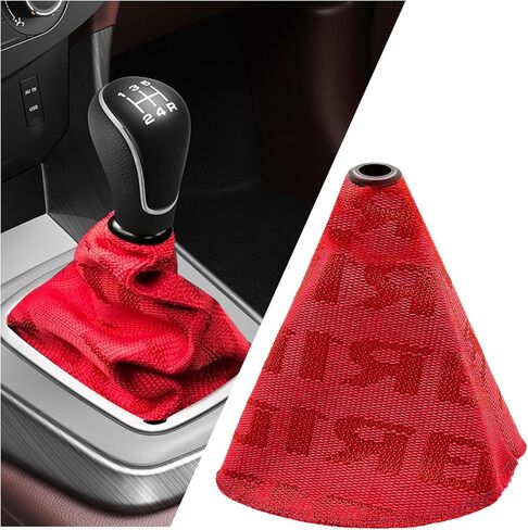 Car Shift Boot Cover, Waterproof Fabric Manual/Automatic Shift Knob Boot Racing Style Decor, Shifter Lever Knob Dust Cover Gear Gaiter Protector for Cars Trucks SUVs (Red) in Kuwait