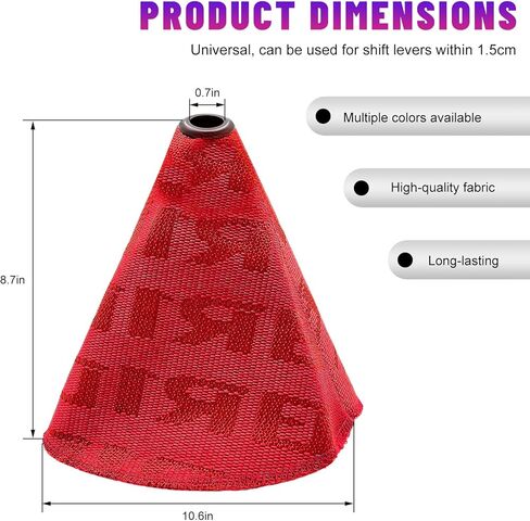 Car Shift Boot Cover, Waterproof Fabric Manual/Automatic Shift Knob Boot Racing Style Decor, Shifter Lever Knob Dust Cover Gear Gaiter Protector for Cars Trucks SUVs (Red) in Kuwait