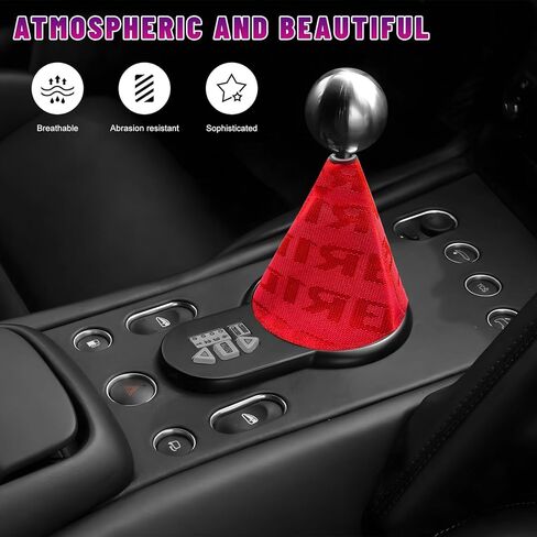 Car Shift Boot Cover, Waterproof Fabric Manual/Automatic Shift Knob Boot Racing Style Decor, Shifter Lever Knob Dust Cover Gear Gaiter Protector for Cars Trucks SUVs (Red) in Kuwait
