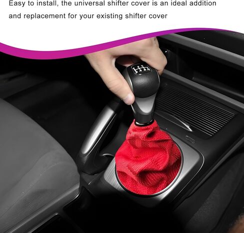Car Shift Boot Cover, Waterproof Fabric Manual/Automatic Shift Knob Boot Racing Style Decor, Shifter Lever Knob Dust Cover Gear Gaiter Protector for Cars Trucks SUVs (Red) in Kuwait