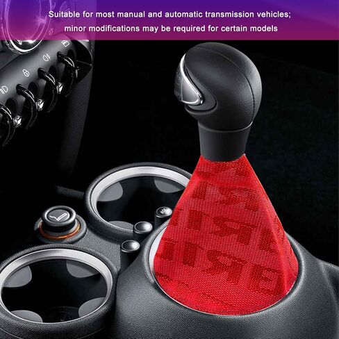 Car Shift Boot Cover, Waterproof Fabric Manual/Automatic Shift Knob Boot Racing Style Decor, Shifter Lever Knob Dust Cover Gear Gaiter Protector for Cars Trucks SUVs (Red) in Kuwait