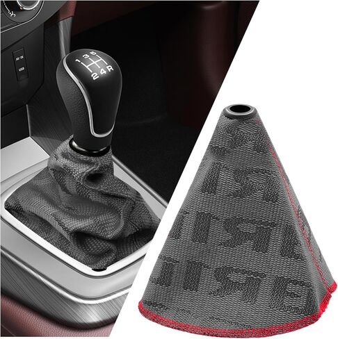 Car Shift Boot Cover, Waterproof Fabric Manual/Automatic Shift Knob Boot Racing Style Decor, Shifter Lever Knob Dust Cover Gear Gaiter Protector for Cars Trucks SUVs (Red) in Kuwait