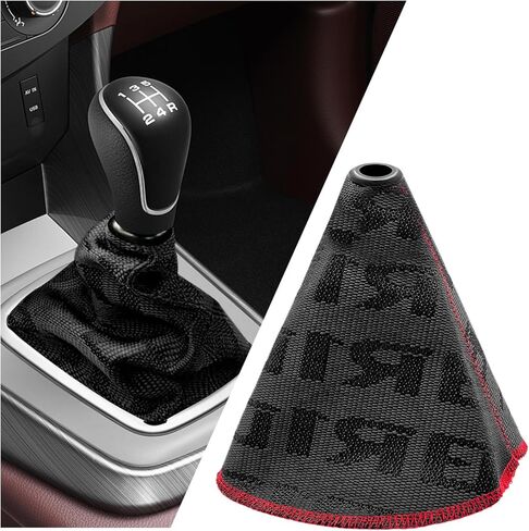 Car Shift Boot Cover, Waterproof Fabric Manual/Automatic Shift Knob Boot Racing Style Decor, Shifter Lever Knob Dust Cover Gear Gaiter Protector for Cars Trucks SUVs (Red) in Kuwait