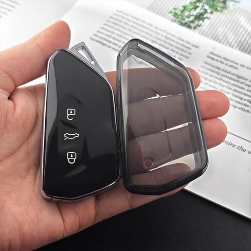 لغطاء Volkswagen fob، 2 قطعة حافظة مفاتيح سوداء شفافة من مادة TPU لسيارة VW ID.4 ID.3 MK8 Golf GTI Seat Leon MK4 Skoda Octavia مع حافظة واقية لسلسلة المفاتيح in Kuwait