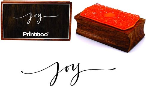 Printtoo Joy Calligraphy ختم خشبي مستطيل، كتلة ختم مطاطية، ختم سكرابوكينغ، ختم مطاطي لصناعة البطاقات، ختم تزيين سجل القصاصات، ختم حرفي منقوش DIY، ختم حرفي متعدد الاستخدام in Kuwait