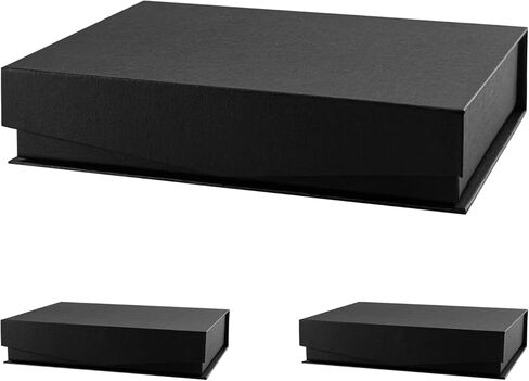 FSQINGTIZI 3 Pack Small Black Gift Boxes, 6.5x4.8x1.5'' Gift Box with Magnetic Lids for Presents, Contains Card and Shredded Paper for Mother's Day, Father's Day, Birthdays, or Any Occasion in Kuwait