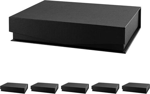 FSQINGTIZI 3 Pack Small Black Gift Boxes, 6.5x4.8x1.5'' Gift Box with Magnetic Lids for Presents, Contains Card and Shredded Paper for Mother's Day, Father's Day, Birthdays, or Any Occasion in Kuwait
