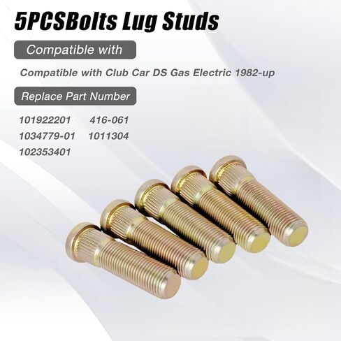 5PCS Bolts Lug Studs 101922201 416-061 Compatible with Club Car Golf Cart DS Gas Electric 1982-up Replace 1034779-01 1011304 102353401 in Saudi Arabia