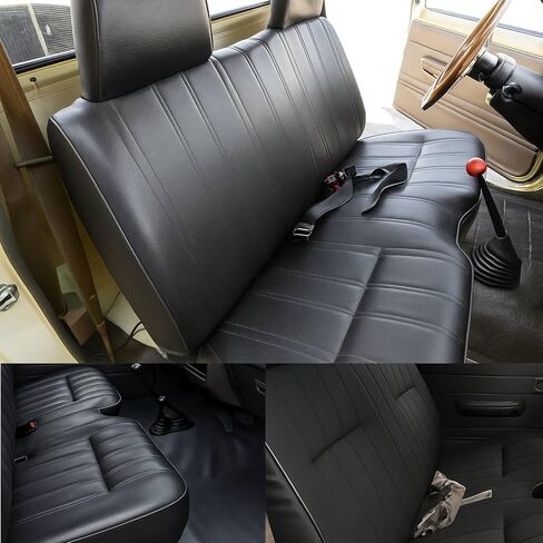 SecosAutoparts Front Bench Seat with Molded Headrest Front Bottom and Top Lean Back Black Leather Seat Covers Compatible with Toyota Pickup Hilux 1987 1988 1989 1990 1991 1992 1993 1994 in Kuwait