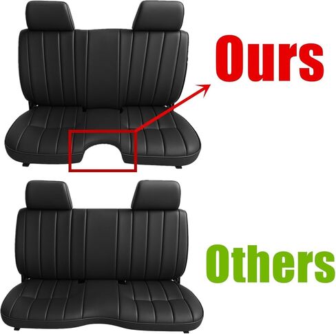 SecosAutoparts Front Bench Seat with Molded Headrest Front Bottom and Top Lean Back Black Leather Seat Covers Compatible with Toyota Pickup Hilux 1987 1988 1989 1990 1991 1992 1993 1994 in Kuwait