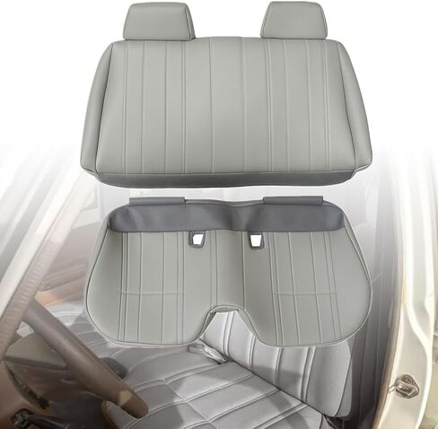 SecosAutoparts Front Bench Seat with Molded Headrest Front Bottom and Top Lean Back Black Leather Seat Covers Compatible with Toyota Pickup Hilux 1987 1988 1989 1990 1991 1992 1993 1994 in Kuwait