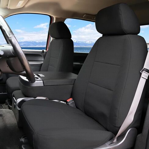 Front Seat Covers for Chevy Silverado & GMC Sierra 1500/2500HD Crew Cab 2007-2013 Durable Composite Sponge Fabric Foam Padded - Black in Saudi Arabia