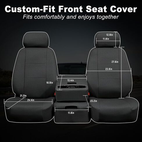 Front Seat Covers for Chevy Silverado & GMC Sierra 1500/2500HD Crew Cab 2007-2013 Durable Composite Sponge Fabric Foam Padded - Black in Saudi Arabia