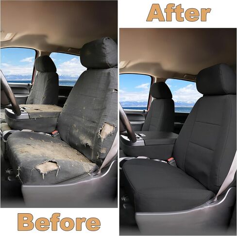 Front Seat Covers for Chevy Silverado & GMC Sierra 1500/2500HD Crew Cab 2007-2013 Durable Composite Sponge Fabric Foam Padded - Black in Saudi Arabia