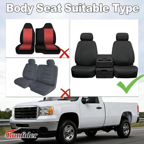 Front Seat Covers for Chevy Silverado & GMC Sierra 1500/2500HD Crew Cab 2007-2013 Durable Composite Sponge Fabric Foam Padded - Black in Saudi Arabia