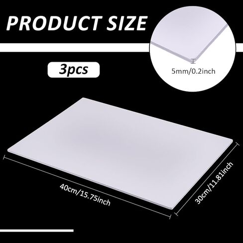 BENECREAT 3 Pcs White PVC Sheet, 15.75x11.81 inches Poster Foam Board, Rigid Foam Sheets for Modeling, Props, Miniature Crafts, Art Projects, DIY Supplies, 5mm Thick in Kuwait
