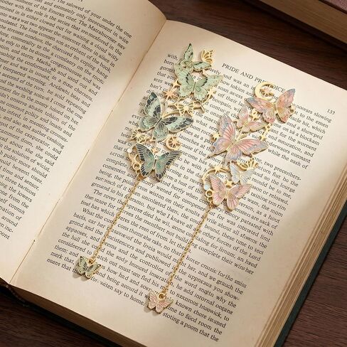 هدايا المرجعية المعدنية على شكل فراشة - 4 قطع علامات كتاب جميلة لمحبي القراءة، علامات صفحة جمالية فريدة من نوعها للبالغين والأطفال والبنات وإكسسوارات مدرسية لطلاب أعياد الميلاد in Kuwait