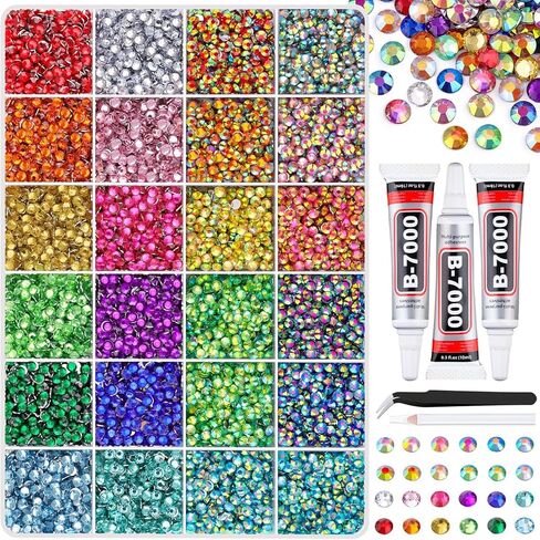 40 Colors Resin Jelly Rhinestones for Bedazzling, 3mm 32000 Pcs Flatback Gems for Crafting,Rhinestone Kit with B7000 Glue for Nail Rhinestones, Shoes, Crafts, Diamond Art & DIY Bedazzler Projects in Kuwait