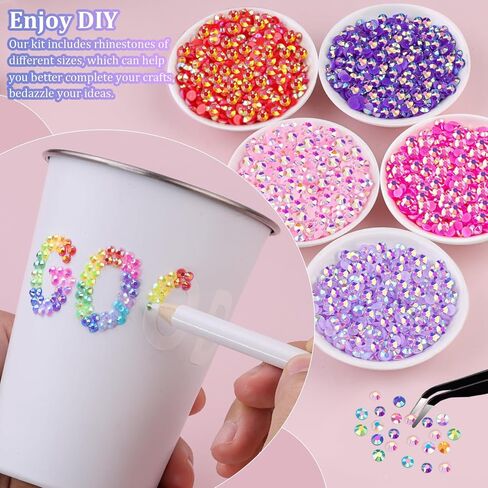 40 Colors Resin Jelly Rhinestones for Bedazzling, 3mm 32000 Pcs Flatback Gems for Crafting,Rhinestone Kit with B7000 Glue for Nail Rhinestones, Shoes, Crafts, Diamond Art & DIY Bedazzler Projects in Kuwait