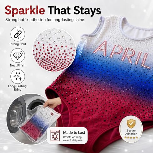 12 Sheets Multi-Color Iron on Rhinestone Transfers, 4 Colors Gold Silver Black Red 2mm & 3.5mm Glitter Hotfix Crystal Decals, Flat Round Diamond Patches for Clothing DIY Crafts Embellishment in Kuwait