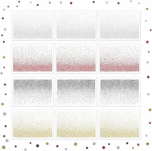 12 Sheets Multi-Color Iron on Rhinestone Transfers, 4 Colors Gold Silver Black Red 2mm & 3.5mm Glitter Hotfix Crystal Decals, Flat Round Diamond Patches for Clothing DIY Crafts Embellishment in Kuwait