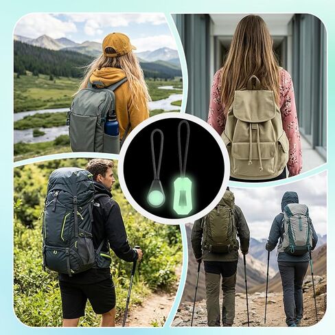 20 Pcs Self Luminous Backpack Zipper Pulls, Glow in the Dark Zipper Pulls Luggage Zippers Pull Head for Outdoor Mountaineering Camping Jackets Handbags in Saudi Arabia