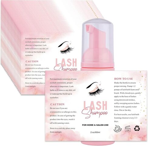 50PCS Lash Shampoo Label Stickers for Bottle, Lash Extension Stickers for Foam Pump Bottle Lash Bath Wash Label Personalised Stickers (B) in Saudi Arabia