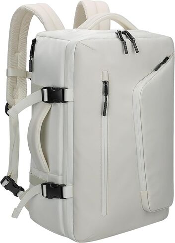 SWICKY Vacuum Seal Travel Backpack for Men Women, Carry-On Flight Approved Laptop Backpack 30L with Compression System,Water-Resistant Space-Saving Vacpack Backpack(White)-Vacuum Pump Included in Saudi Arabia