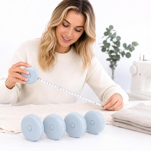 5 Pack Retractable Measuring Tape, 60-Inch 1.5 Meter Dual Sided Double Scale Ruler, Flexible Tape Measure for Body, Fabric, Sewing, Tailor, Cloth, Knitting, Craft & Weight Loss (Blue) in Kuwait