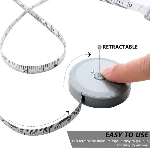 5 Pack Retractable Measuring Tape, 60-Inch 1.5 Meter Dual Sided Double Scale Ruler, Flexible Tape Measure for Body, Fabric, Sewing, Tailor, Cloth, Knitting, Craft & Weight Loss (Blue) in Kuwait