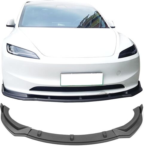 IKON MOTORSPORTS Front Bumper Lip, Compatible with 2024-2026 Tesla Model 3, IKON Style Gloss Black Injection PP Air Dam Chin Spoiler Protector Splitter 3PCS in Kuwait