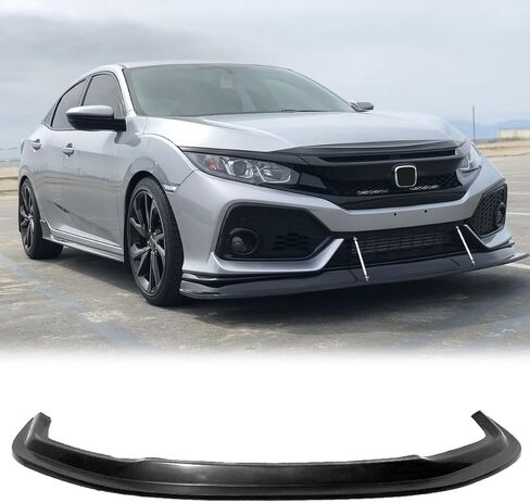حافة ممتصة للصدمات الأمامية، متوافقة مع 2017-2021 Honda Civic Hatchback & 2017-2020 Honda Civic Si Coupe Sedan، مقسم سبويلر للشفاه الأمامي من البولي يوريثان طراز MDA، أسود غير مطلي، قطعة واحدة in Kuwait