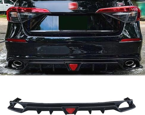Rear Diffuser Fits for Honda Civic 11th Gen Sedan 2022-2025 with LED Brake Light Gloss Black Painted ABS Rear Bumper Lip Spoiler Lower Bumper Rear Lip in Saudi Arabia