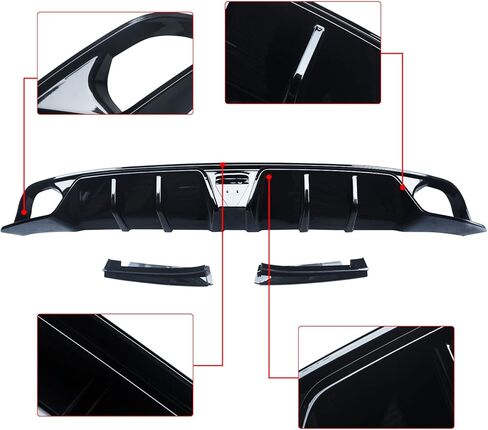 Rear Diffuser Fits for Honda Civic 11th Gen Sedan 2022-2025 with LED Brake Light Gloss Black Painted ABS Rear Bumper Lip Spoiler Lower Bumper Rear Lip in Saudi Arabia