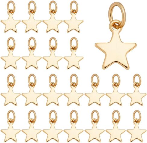 Star Moon Charms Real 18K Gold Plated Five-pointed Star Dangle Metal Pendant with Jump Rings for Jewelry Making Necklaces Bracelet DIY Crafts in Saudi Arabia