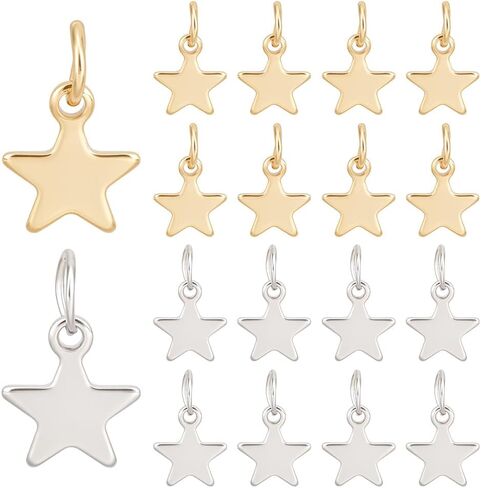 Star Moon Charms Real 18K Gold Plated Five-pointed Star Dangle Metal Pendant with Jump Rings for Jewelry Making Necklaces Bracelet DIY Crafts in Saudi Arabia