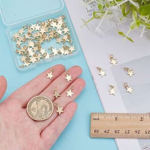Star Moon Charms Real 18K Gold Plated Five-pointed Star Dangle Metal Pendant with Jump Rings for Jewelry Making Necklaces Bracelet DIY Crafts in Saudi Arabia