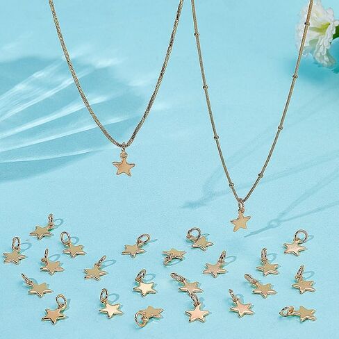 Star Moon Charms Real 18K Gold Plated Five-pointed Star Dangle Metal Pendant with Jump Rings for Jewelry Making Necklaces Bracelet DIY Crafts in Saudi Arabia