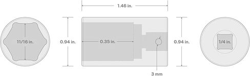 TEKTON 1/4 Inch Drive x 11/16 Inch Semi-Deep 6-Point Impact Socket | SID04017 in Kuwait