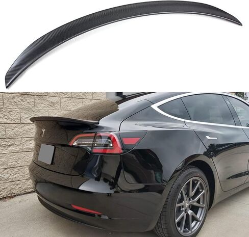 Real Full Dry Carbon Fiber Rear Tailgate Trunk Spoiler Compatible for 2017-2023 Tesla Model 3-Matt Finish in Kuwait