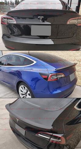 Real Full Dry Carbon Fiber Rear Tailgate Trunk Spoiler Compatible for 2017-2023 Tesla Model 3-Matt Finish in Kuwait