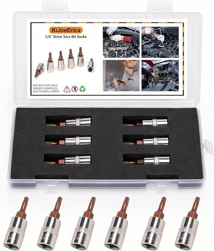 6pcs T30 Torx Bit Socket 1/4" Drive, S2 Steel Bits CR-V 38mm Length Torx socket for Ratchet, Impact Drill, Extension Rod, Torque Wrench, Slide Bar in Saudi Arabia