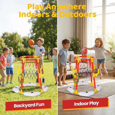 PodiuMax Pool Basketball Hoop، لعبة كرة السلة 2 في 1 ومجموعة الرمي الدائري مع 4 كرات و12 حلقة ومضخة، ألعاب حمام السباحة العائمة للأطفال الذين تتراوح أعمارهم بين 4 5 6 7 8 9 10 11 12، ألعاب حمام السباحة للفناء الخلفي وحفلات حمام السباحة in Kuwait