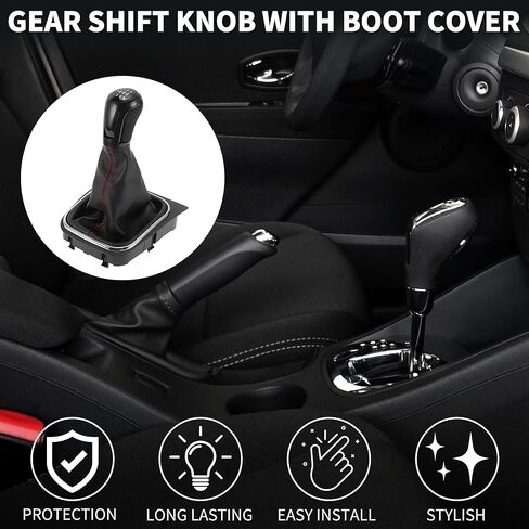 مقبض ناقل الحركة اليدوي 6 سرعات مع غطاء لسيارة VW Eos No.1K0711113CG | مقبض ذراع ناقل الحركة الأمامي لعلبة التروس أسود أحمر بلاستيك جلد صناعي قطعة واحدة in Kuwait
