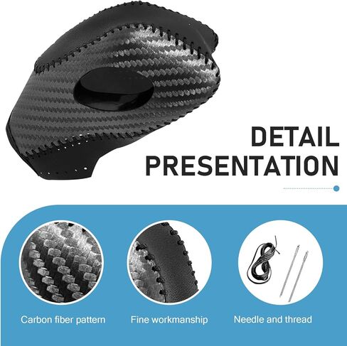 Car Gear Shift Knob Cover, Leather Shifter Protector, Anti-scratch & Anti-slip Shift Knob Cover, Compatible with Focus 2012-2018, Fiesta 2014-2019, Escape 2013-2019, Transit 2013-2020 (Black) in Saudi Arabia
