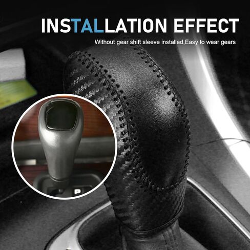Car Gear Shift Knob Cover, Leather Shifter Protector, Anti-scratch & Anti-slip Shift Knob Cover, Compatible with Focus 2012-2018, Fiesta 2014-2019, Escape 2013-2019, Transit 2013-2020 (Black) in Saudi Arabia