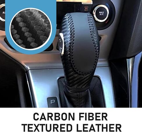 Car Gear Shift Knob Cover, Leather Shifter Protector, Anti-scratch & Anti-slip Shift Knob Cover, Compatible with Focus 2012-2018, Fiesta 2014-2019, Escape 2013-2019, Transit 2013-2020 (Black) in Saudi Arabia
